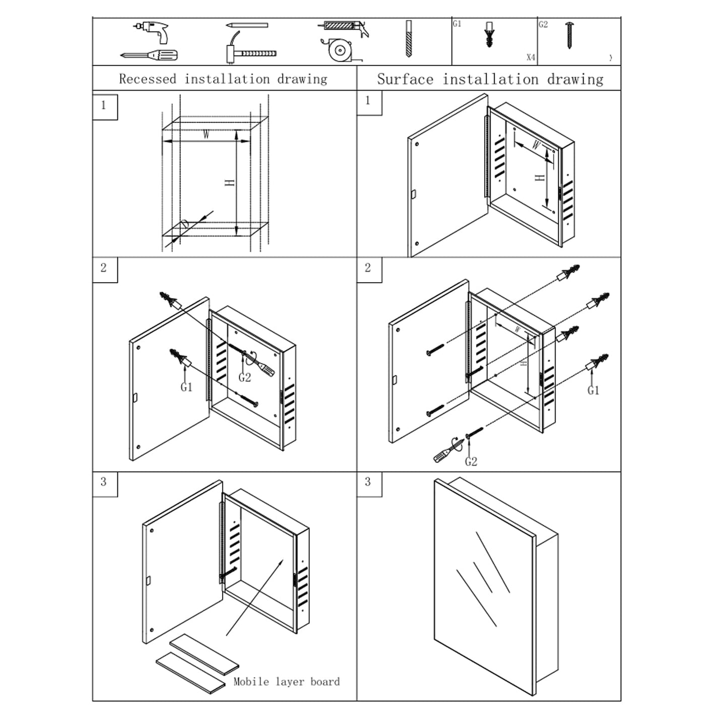 BABENET Bathroom Medicine Cabinet with Beveled Mirror,Medicine Cabinet with Storage Function,Hanging Storage Cabinet,Bathroom Mirror Cabinet,Adjustable Shelves,White (16 x 20 inch)