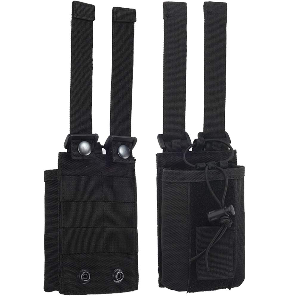 Radio Pouch - 1000D Tactical Molle Adjustable Two Way Radios Holder Bag Case for Walkie Talkies (2 Pack Black+Tan)