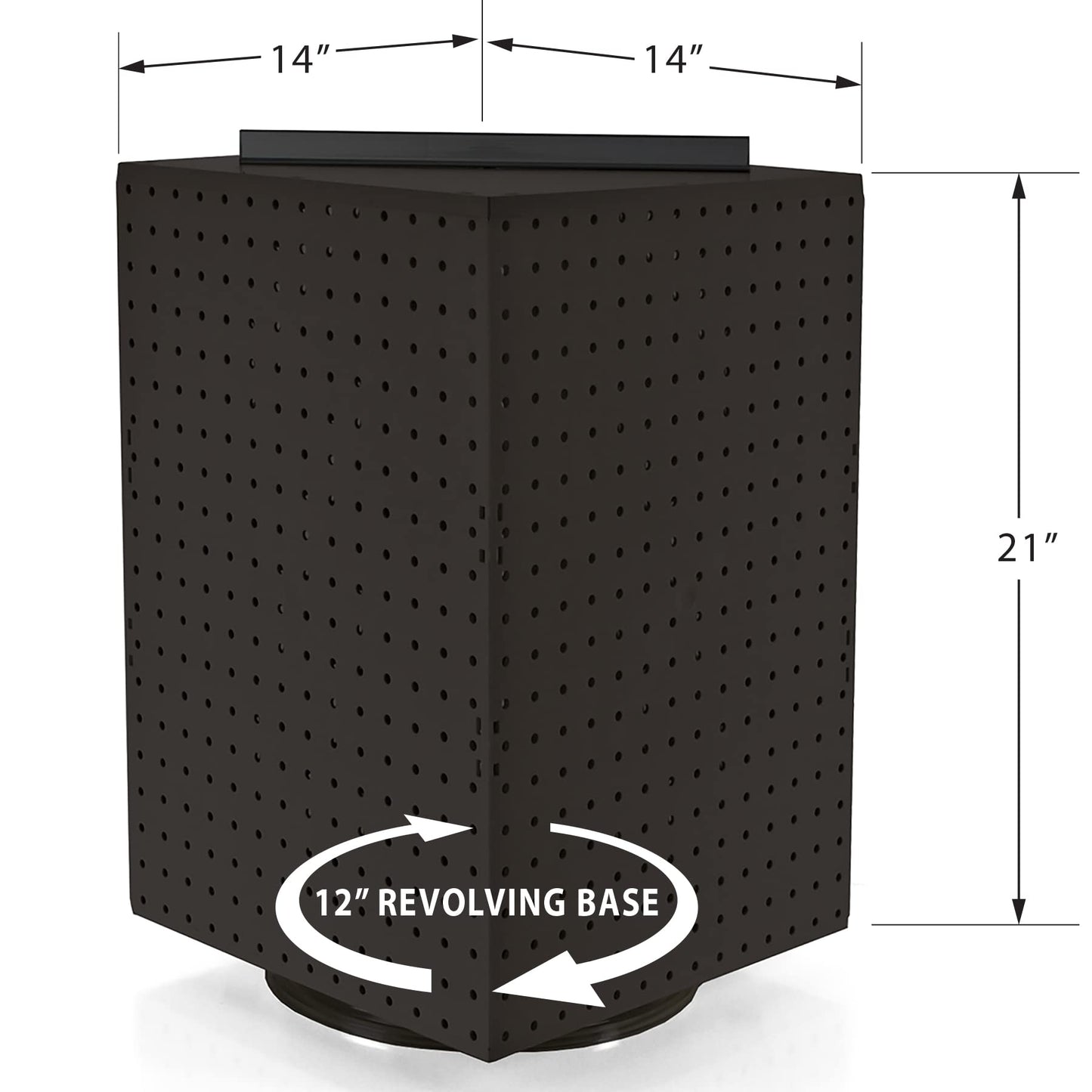 Azar Displays 701414-BLK-4B32 Rotating Countertop Display Kit with Peg Hooks Included, Pegboard Spinner Organizer, Jewelry Organizer Retail Display Necklace Holder Craft Storage,Black 14"x14"x20"