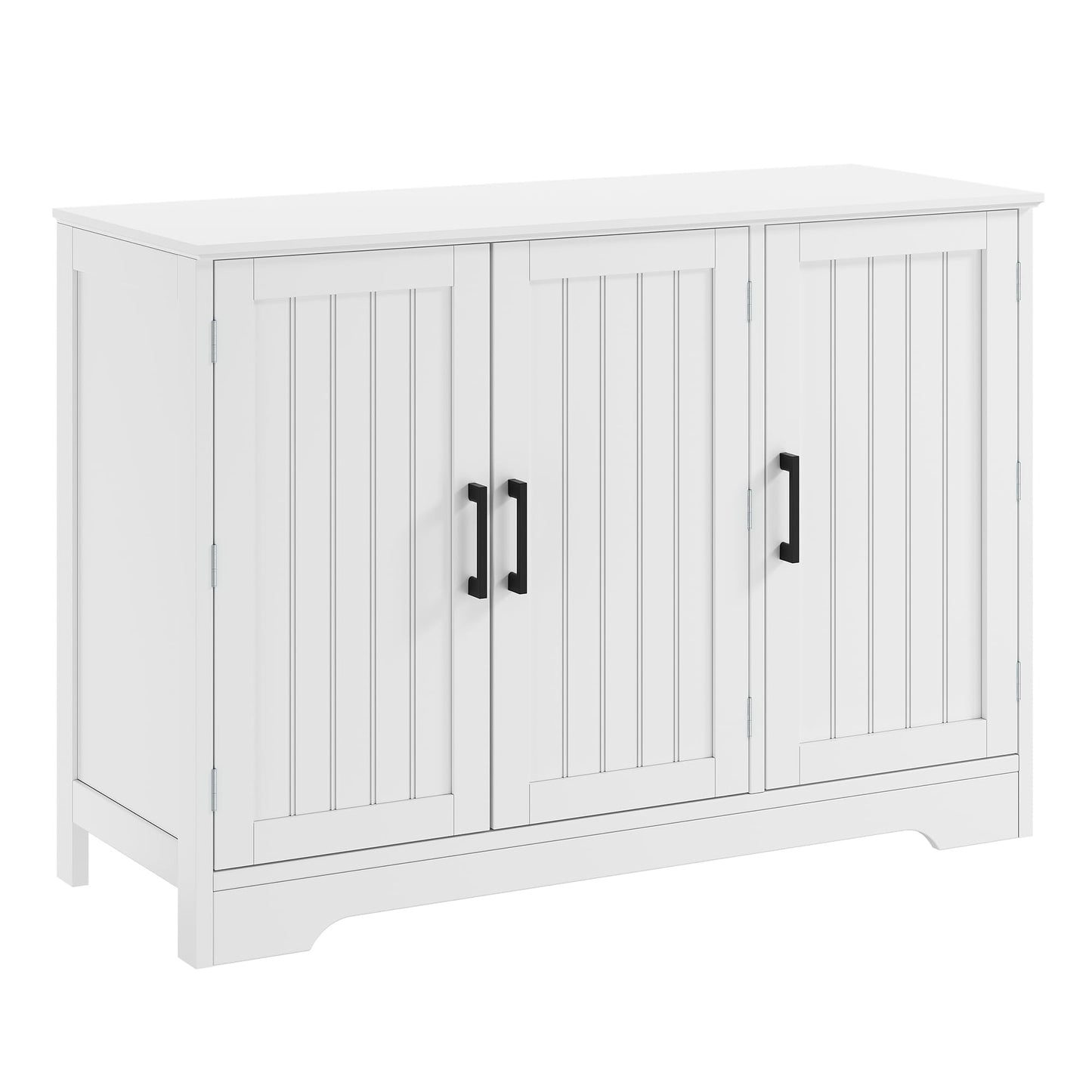 ChooChoo Modern Sideboard Buffet Cabinet, Coffee Bar Storage Cabinet with Doors and Adjustable Shelves, Kitchen Storage Cabinet for Dining Room, Living Room, White