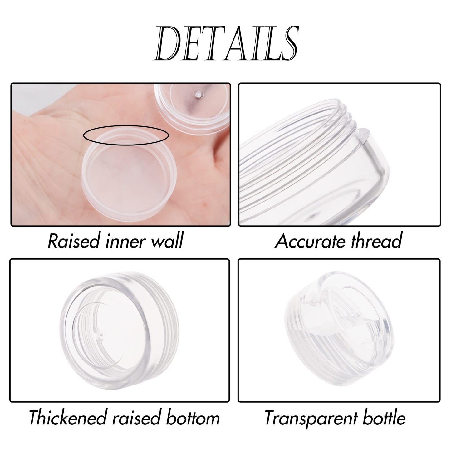 ZEJIA 3 Gram Sample Containers with Lids, 100 Count Tiny Sample Jars, 3ML Makeup Cosmetic Containers for Lip Balms, Lotion, Powder, Beauty Products(Clear Lids)
