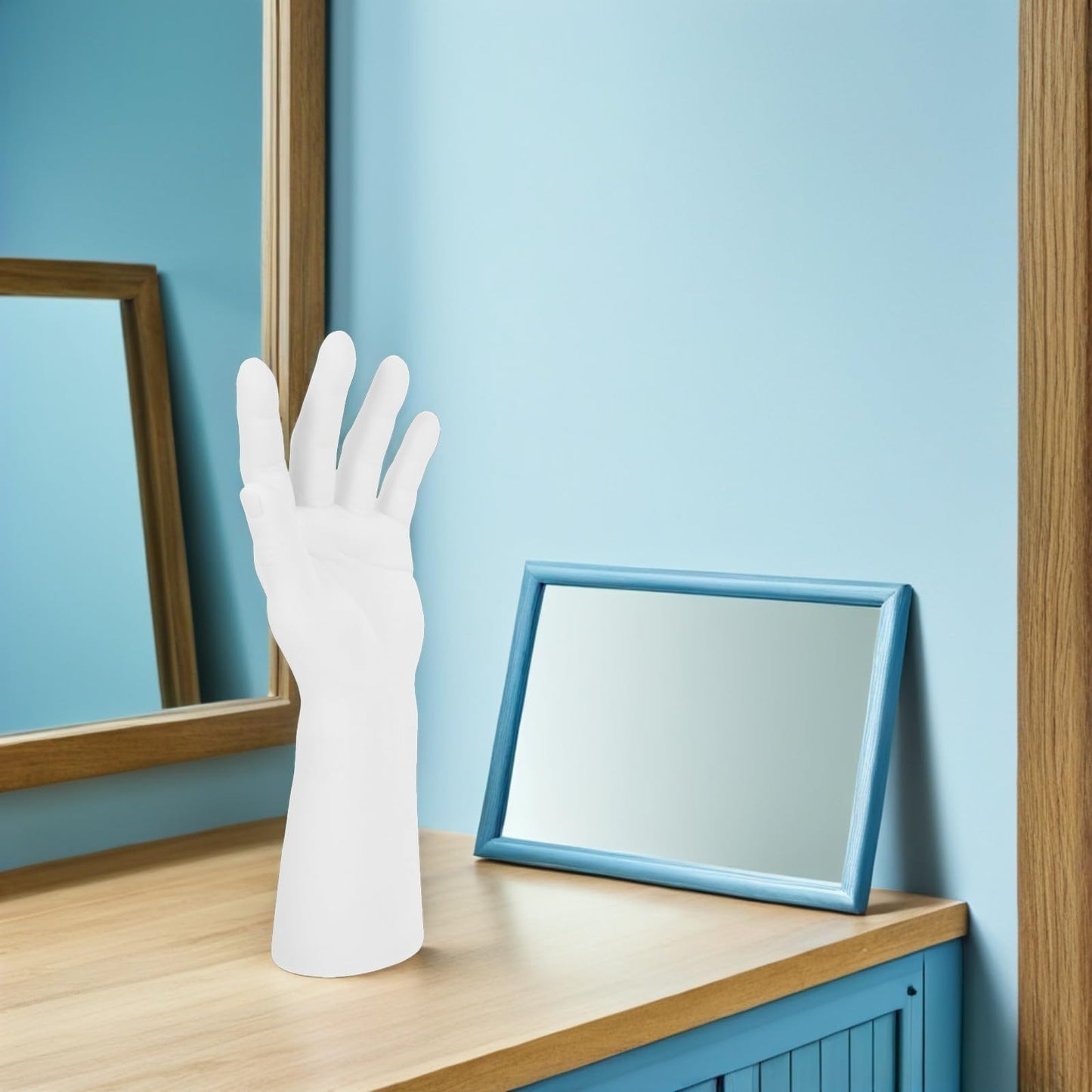 Uonlytech White Vinyl Male Hand Jewelry Display Stand Realistic Proportion Design, Lightweight and Versatile Display Solution for Bracelets, Rings, Necklaces, and Gloves in Jewelry Stores