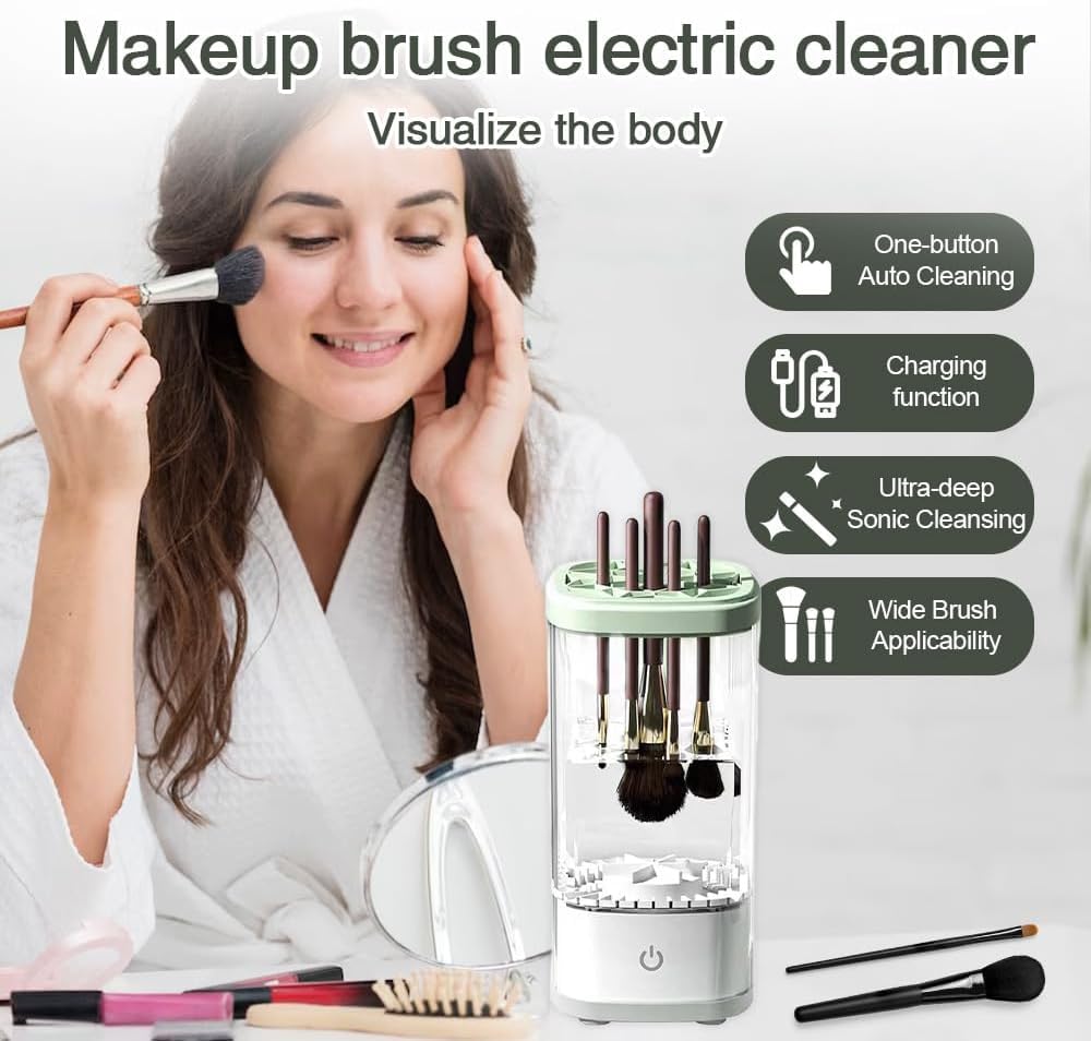 HorizonMart - Automatic Makeup Brush Cleaner Machine - Fast Dryer & Deep Cleaning Tool for All Brush Sizes, Portable & Easy to Use.