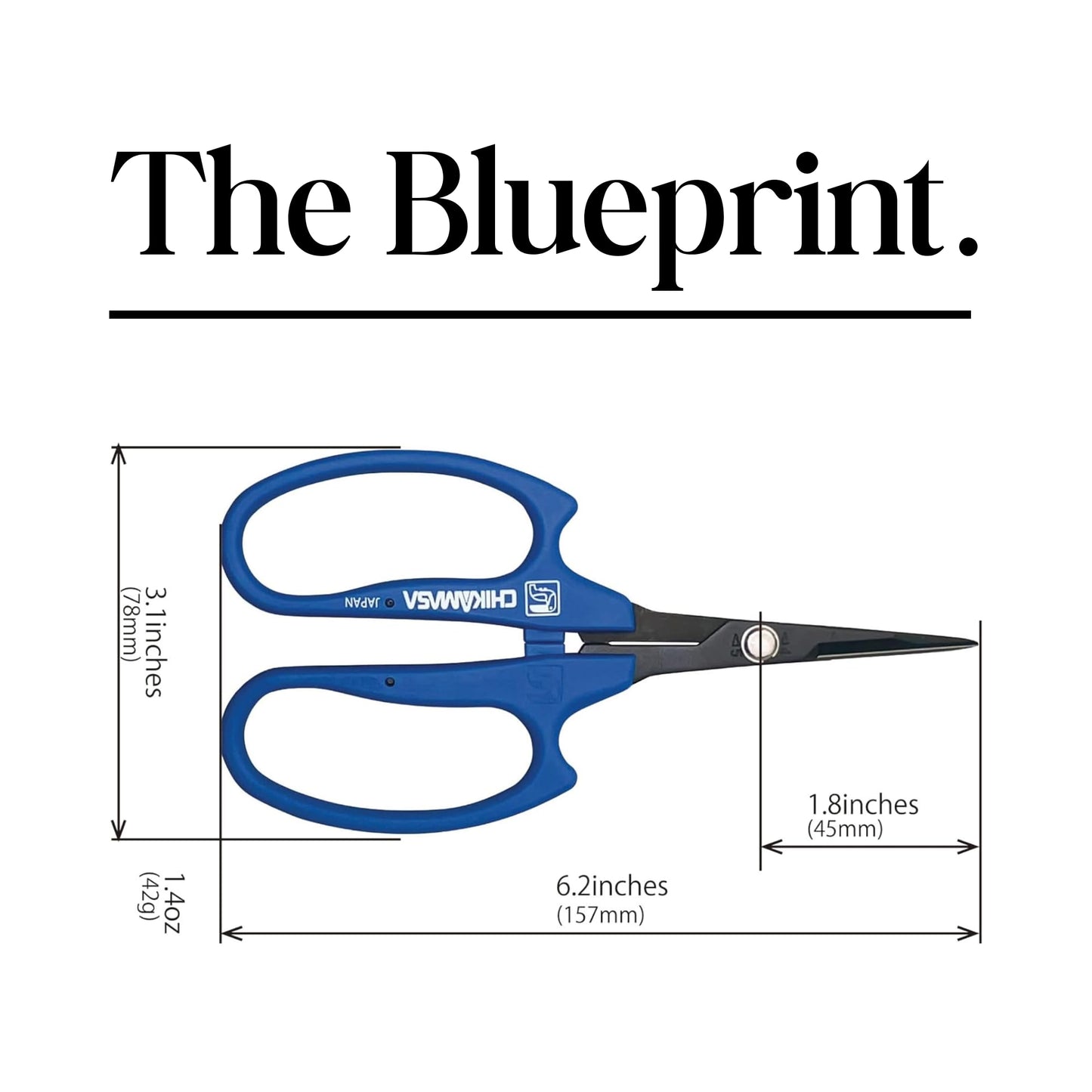 CHIKAMASA B-600SUFB, The Precise Specialty Trimming Scissors, Stainless Steel w/Fluorine Coating, for trimming plants and grapes, excellent for narrow stem-thinning inside closed and tangled spaces.