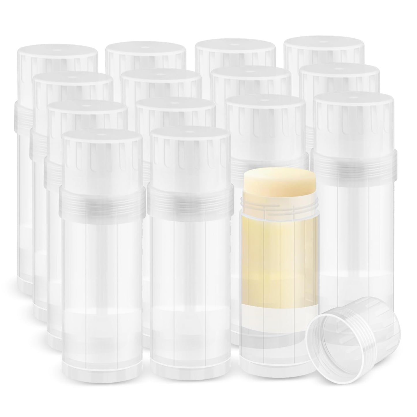 glasstore 15 Pcs Plastic Empty Deodorant Containers Twist-up DIY Deodorant Tubes Top Filling Refillable Lip Balm Tubes For Deodorant Lip Balm Lotion Sticks etc (clear, 60ml/2oz)