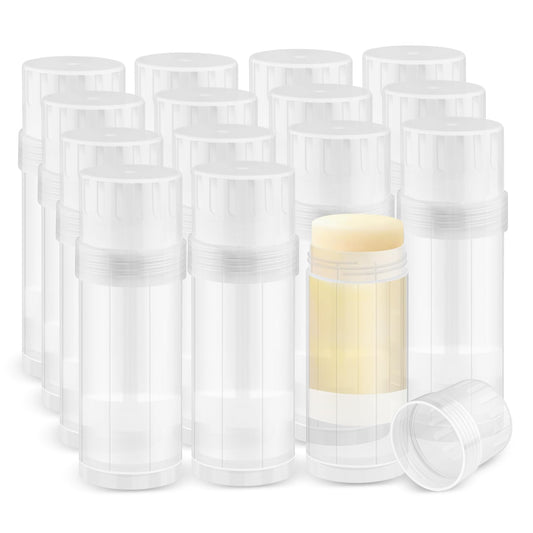 glasstore 15 Pcs Plastic Empty Deodorant Containers Twist-up DIY Deodorant Tubes Top Filling Refillable Lip Balm Tubes For Deodorant Lip Balm Lotion Sticks etc (clear, 60ml/2oz)