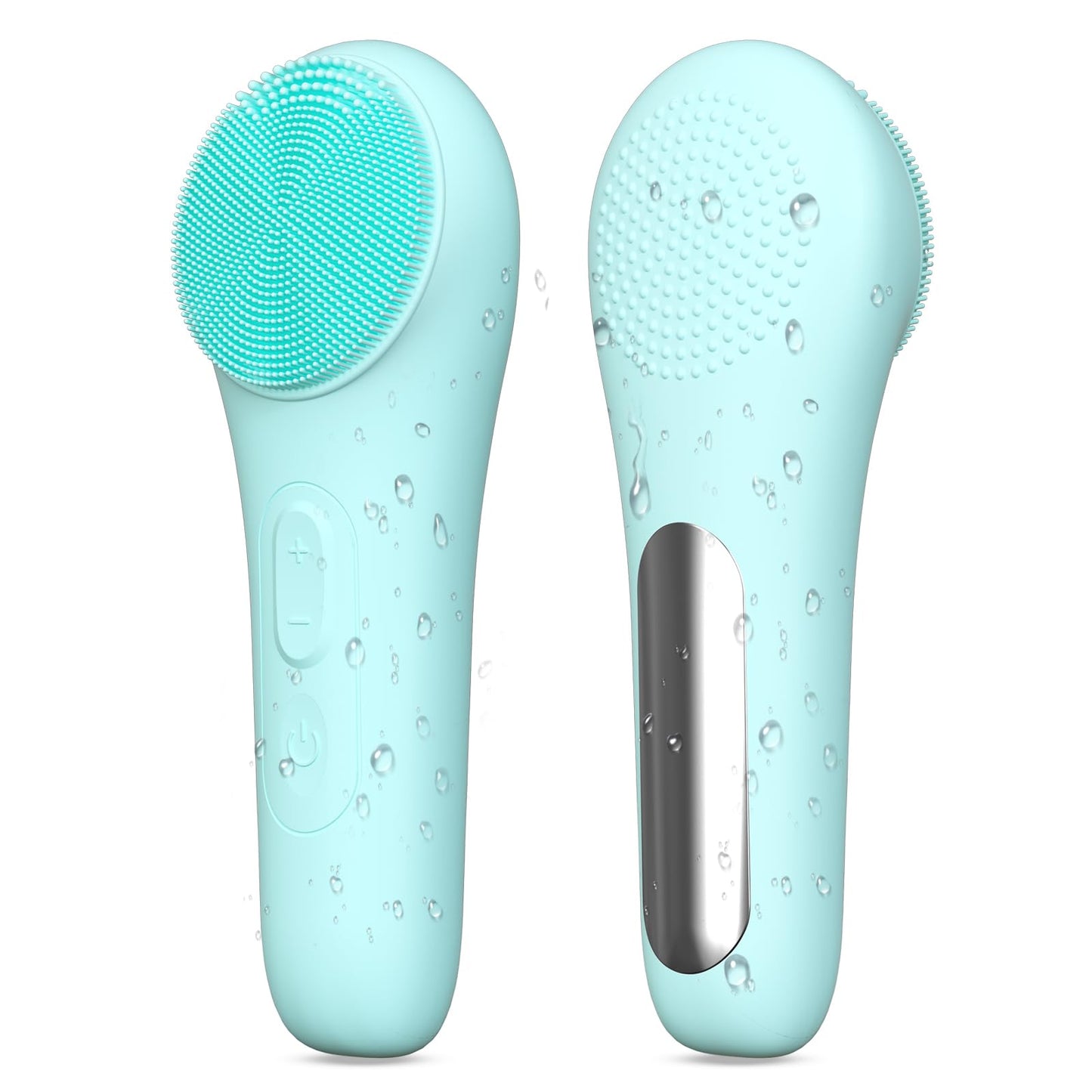 AuraBea Rechargeable Silicone Facial Cleansing Brush for Women & Men - 5 Modes Waterproof Face Scrubber with Heat Massage, Deep Cleansing & Exfoliating Electric Face Brush (Green)