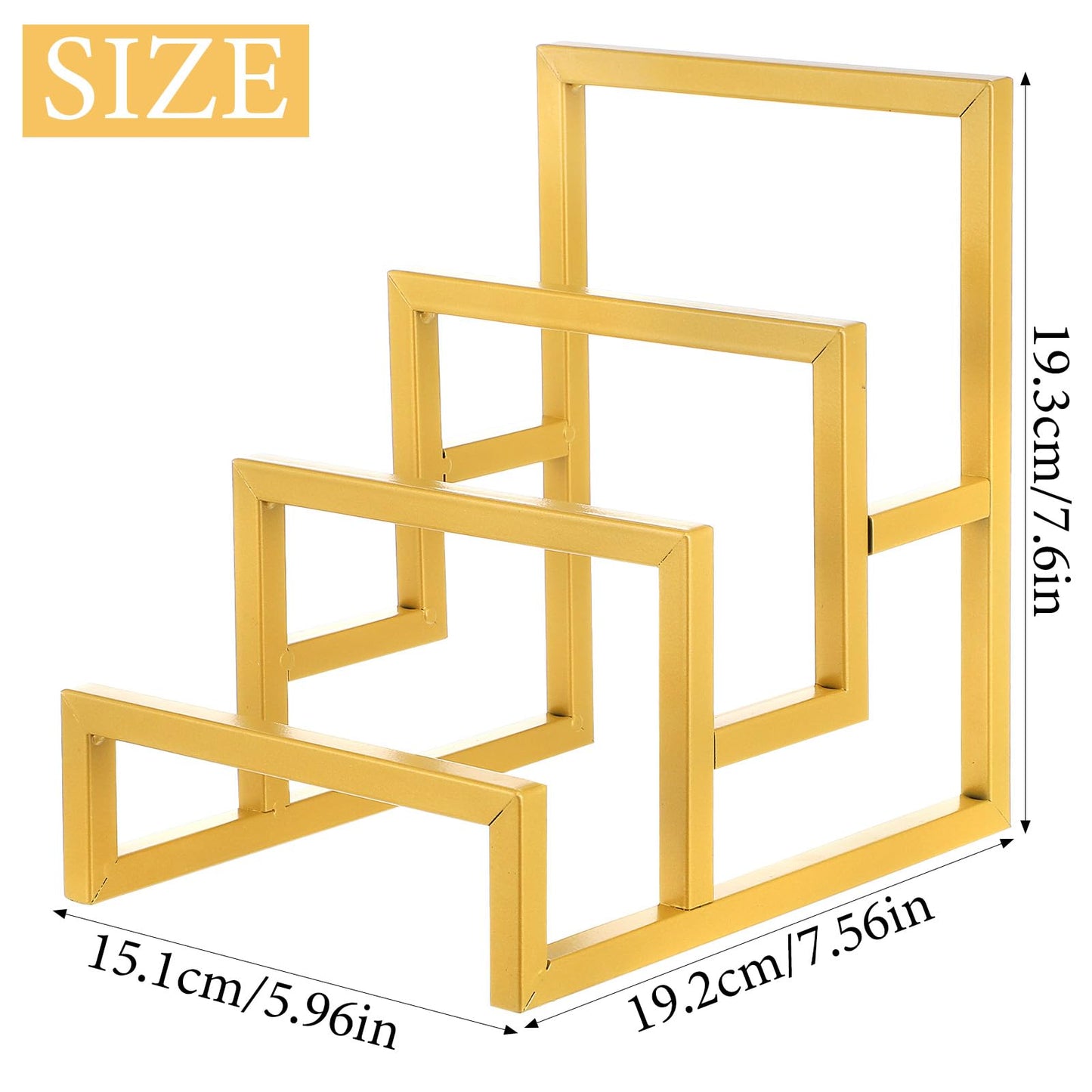 xozeooeu 2 Pack 3-Tier Purse Display Stand, Gold Metal Clutch & Wallet Organizer Rack for Handbag Storage - Home, Closet, Retail Boutique Store Supplies (7.6" H)