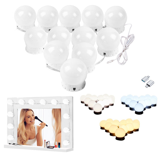 LED Vanity Lights for Mirror, High Brightness LED Chip, Hollywood Style Vanity Light with 14 Dimmable Bulbs, Adjustable Color & Brightness, USB Cable, Mirror lights for Makeup, lighting and Decoration