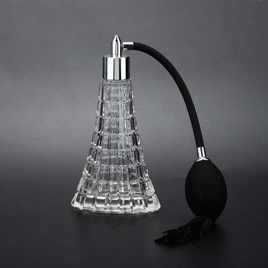 75ml / 2.53oz Refillable Vintage Perfume Bottle, Empty Glass Perfume Atomizer Spraying Bottle, Retro Perfume Bulb Sprayer with Antique Black Bulb and Tassel