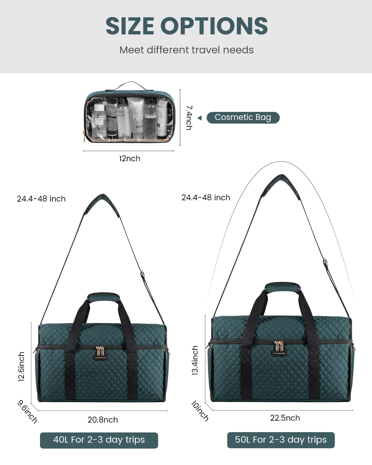 LOVEVOOK Travel Duffle Bag, Weekender Bags For Women, Carry On Duffel Bags For Airplanes, Overnight Bag Hospital Bag for Labor and Delivery, Yoga Gym Tote with Wet Pocket, 3Pcs Set
