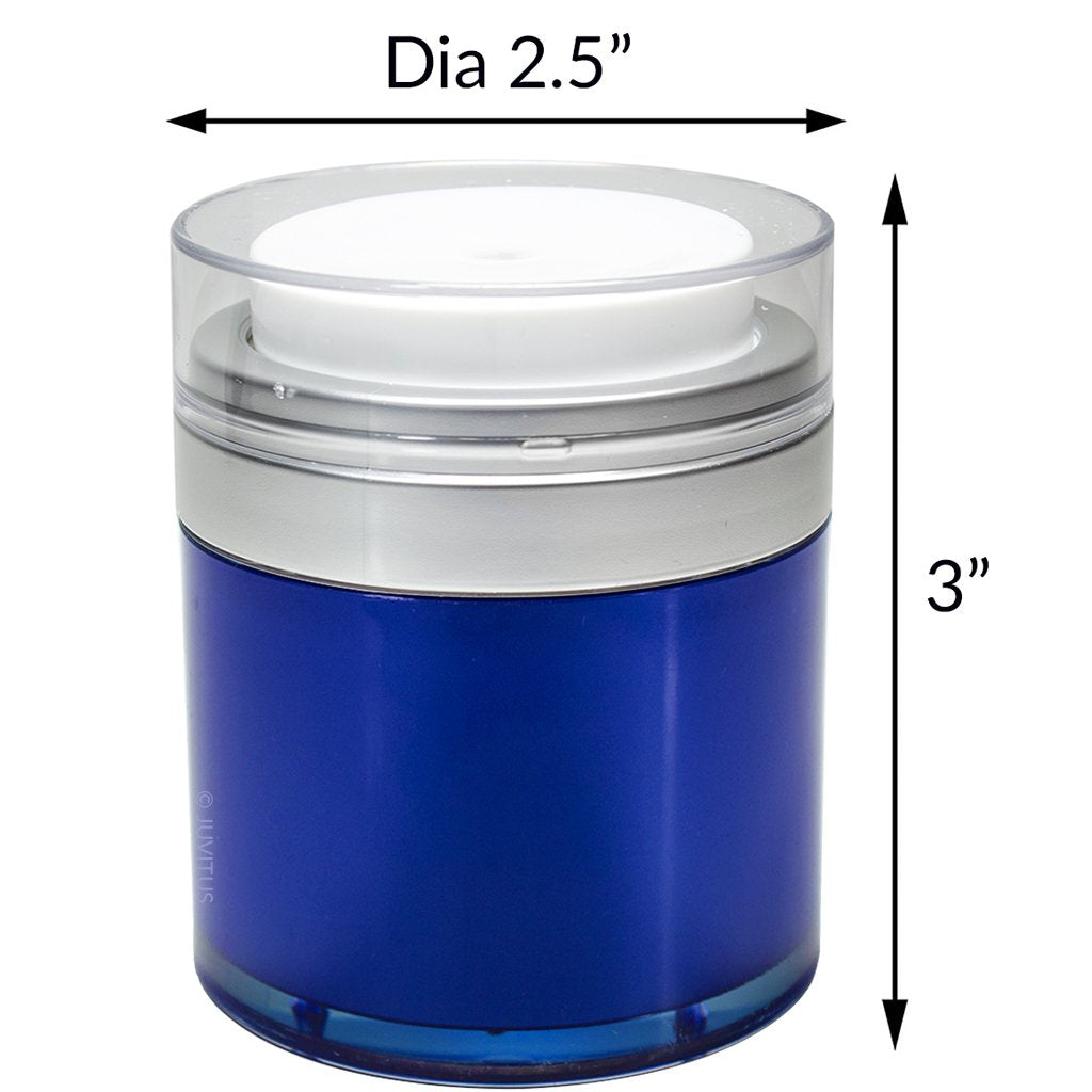 1.7 oz / 50 ml Acrylic Plastic Airless Blue Jar (2 pack)