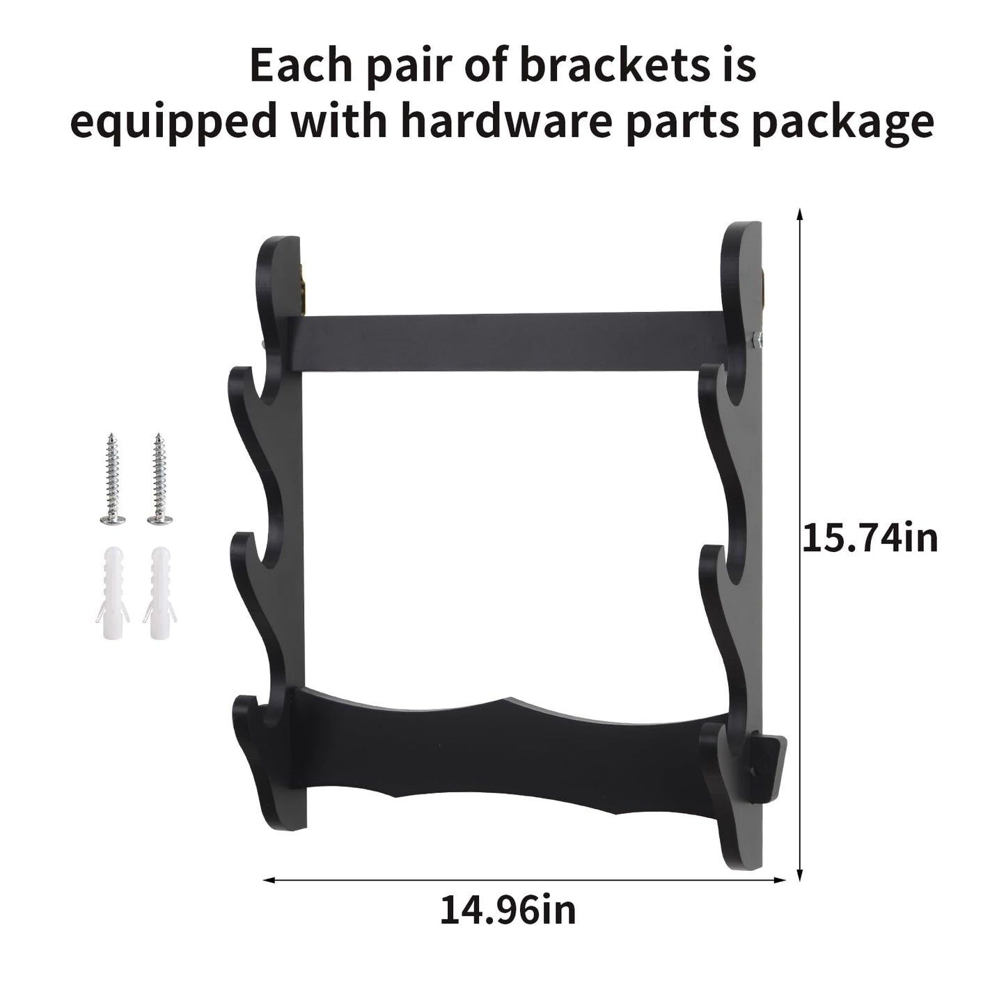 BYTOTU Katana Wall Holder-Sword display wall mount-Wood 3 set -Load capacity of 50 pounds -Sword display wall mount (Swords Not Included)