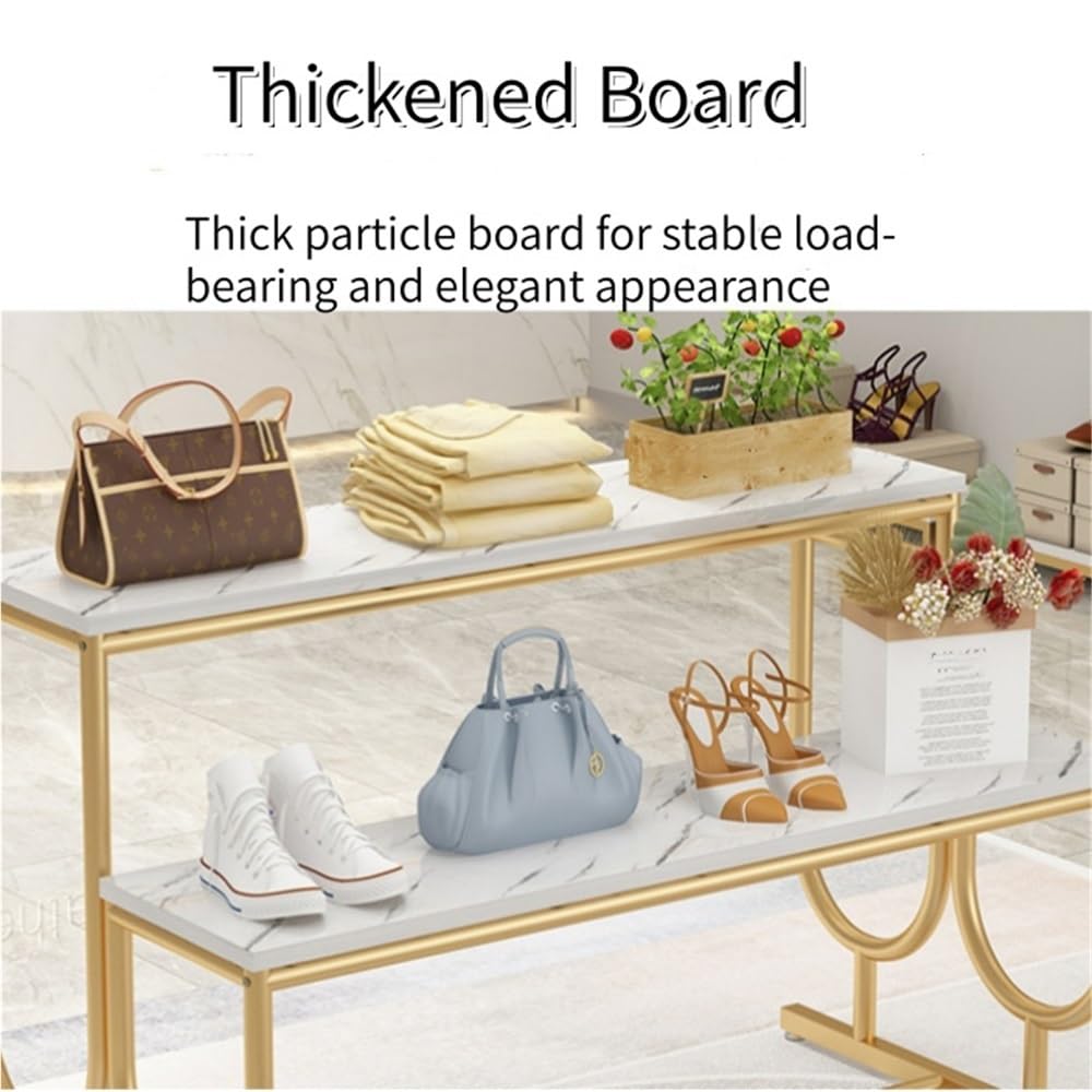 2-Tier Stepped Display Stand for Clothing Stores, Heavy-Du Shoe & Handbag Retail Shelf, Modern Standing Display Tables for Enhanced Visibili & nizat