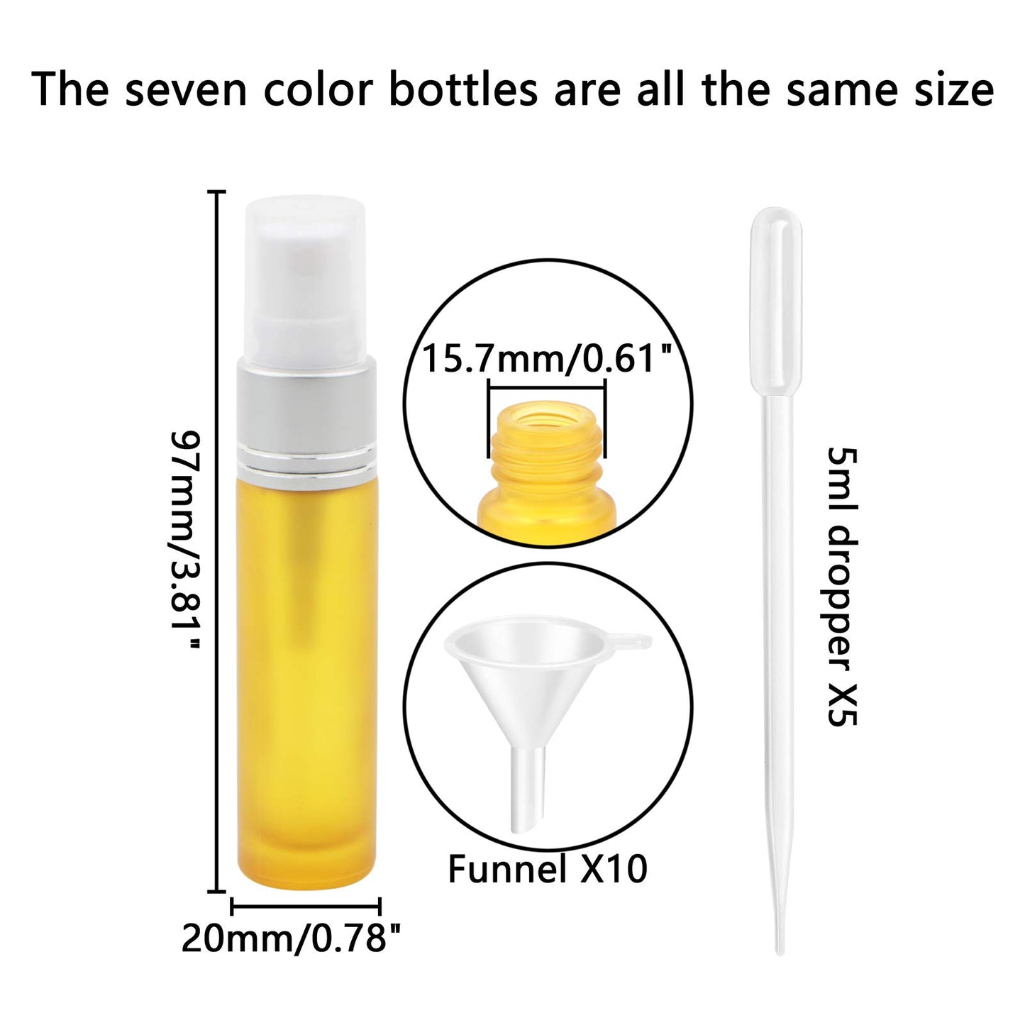 Kesell 10 Pack Perfume Bottles Refillable 10ml Frosted Glass Spray Bottle Empty Mist Sample Vials for Travel with Funnels and Droppers