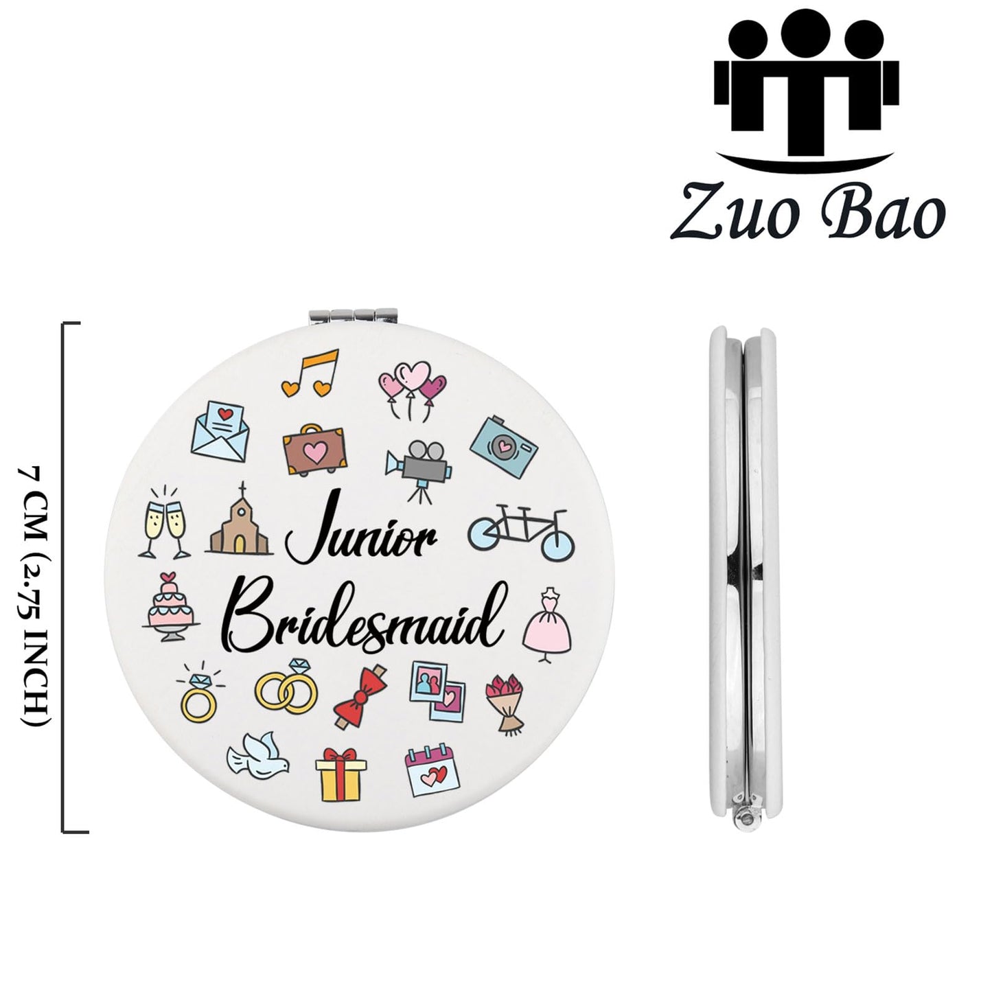Zuo Bao Junior Bridesmaid Mirror Junior Bridesmaid Gift for Junior Bridesmaid Jr Bridesmaid Mirror Bridal Party (Junior Bridesmaid)