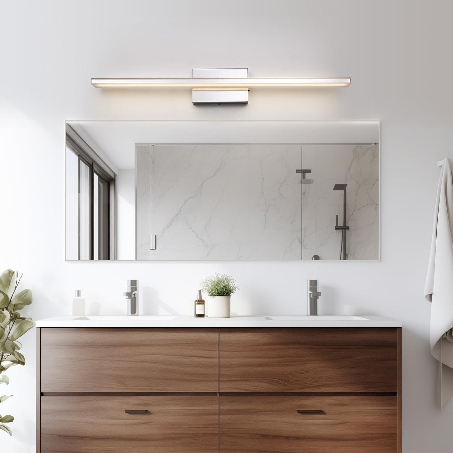 BRIVOLART LED Modern Bathroom Vanity Light Fixtures 24W Dimmable 5CCT LED Vanity Light Bar Over Mirror Matte Black Wall Light for Bathroom 31.5 inch Long