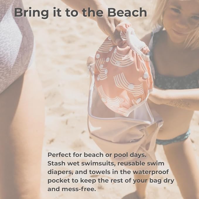 Nora's Nursery Wet Dry Bags with Two Zippered Pockets - Reusable and Washable Wet Bag for Swimming, Travel, Beach, Pool, Daycare, Cloth Diapers, Toiletries and Swimsuits - 11x15 - Desert - 2 Pack