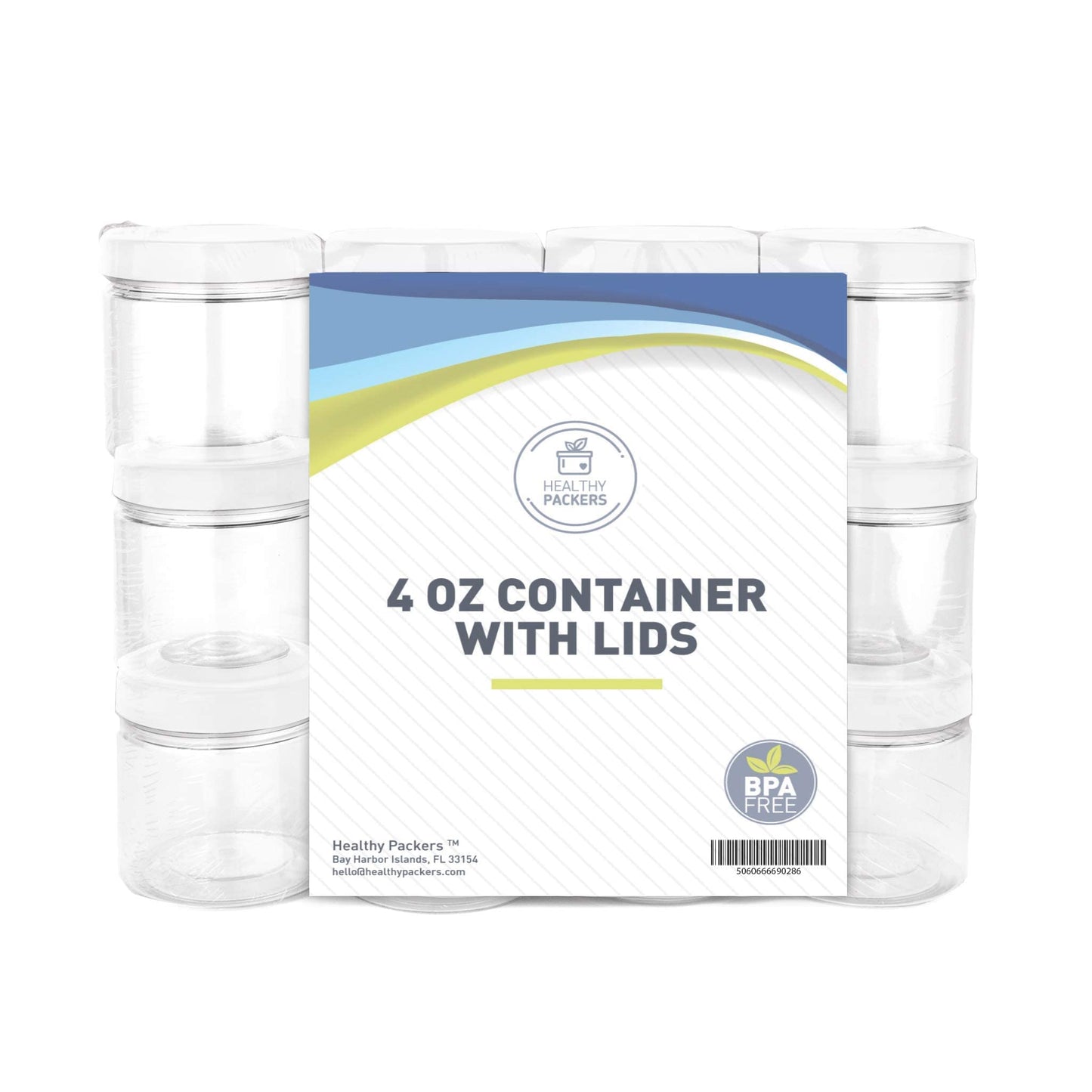 Healthy Packers® Small Plastic Jars with Lids 4 oz, 12-Pack - Clear Plastic Jars with Screw-On Tops for Slime, Crafts, Body Butter, Sugar Scrubs, Cosmetic Storage, Small Containers with Lids (White)