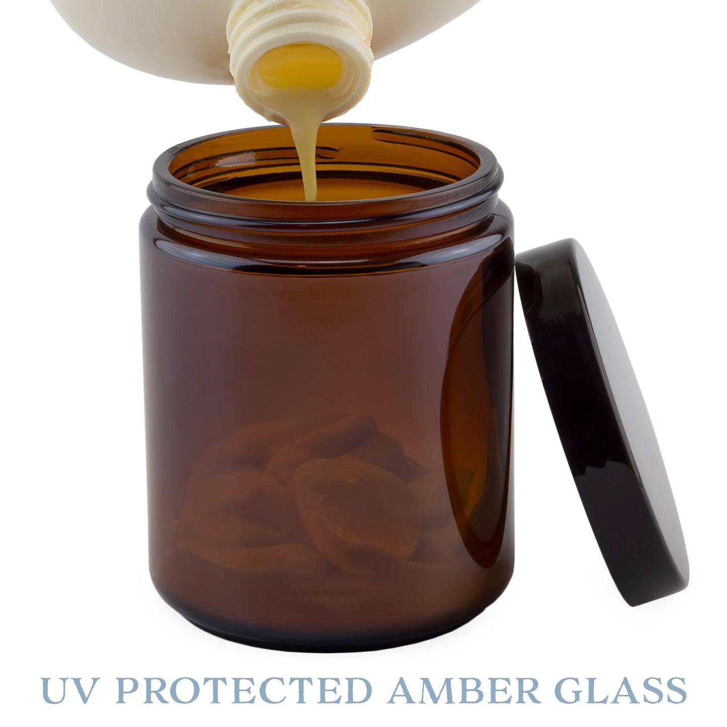 Cornucopia Brands 8oz / 9oz Amber Glass Jars (Pack of 6) Straight Sided Cosmetic Jars, Great for Body Butter, Creams, Stash Jars, Etc.