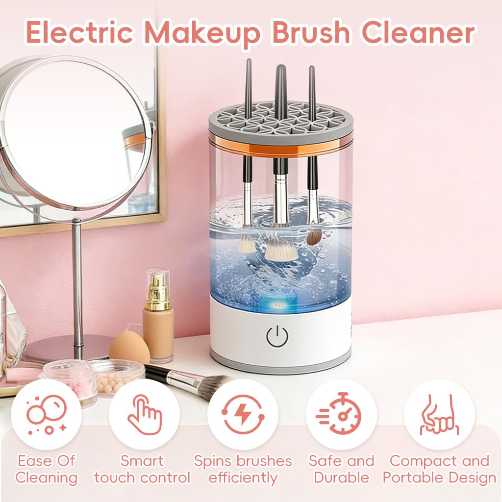3 In 1 Electric Makeup Brush Cleaner Machine,Automatic Makeup Brush Cleaner Electric,Cleaning Tool,Cosmetic Brushes Cleaners,For Deep Cleaning (White)
