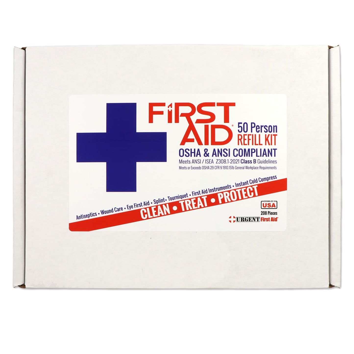 OSHA & ANSI 2021 Class B Refill Kit, 50 Person, 208 Pieces-First Aid Refill