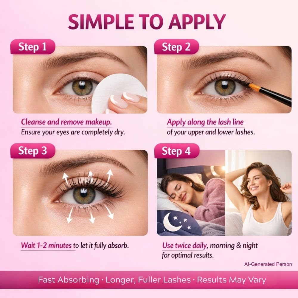 Lash Serum for Eyelash Growth - Advanced Peptide Lash Enhancing Serum for Fuller, Longer, Thicker-Looking Lashes, Hormone-Free Gentle Formula for Sensitive Eyes, 0.17 fl oz (1, 5ML)