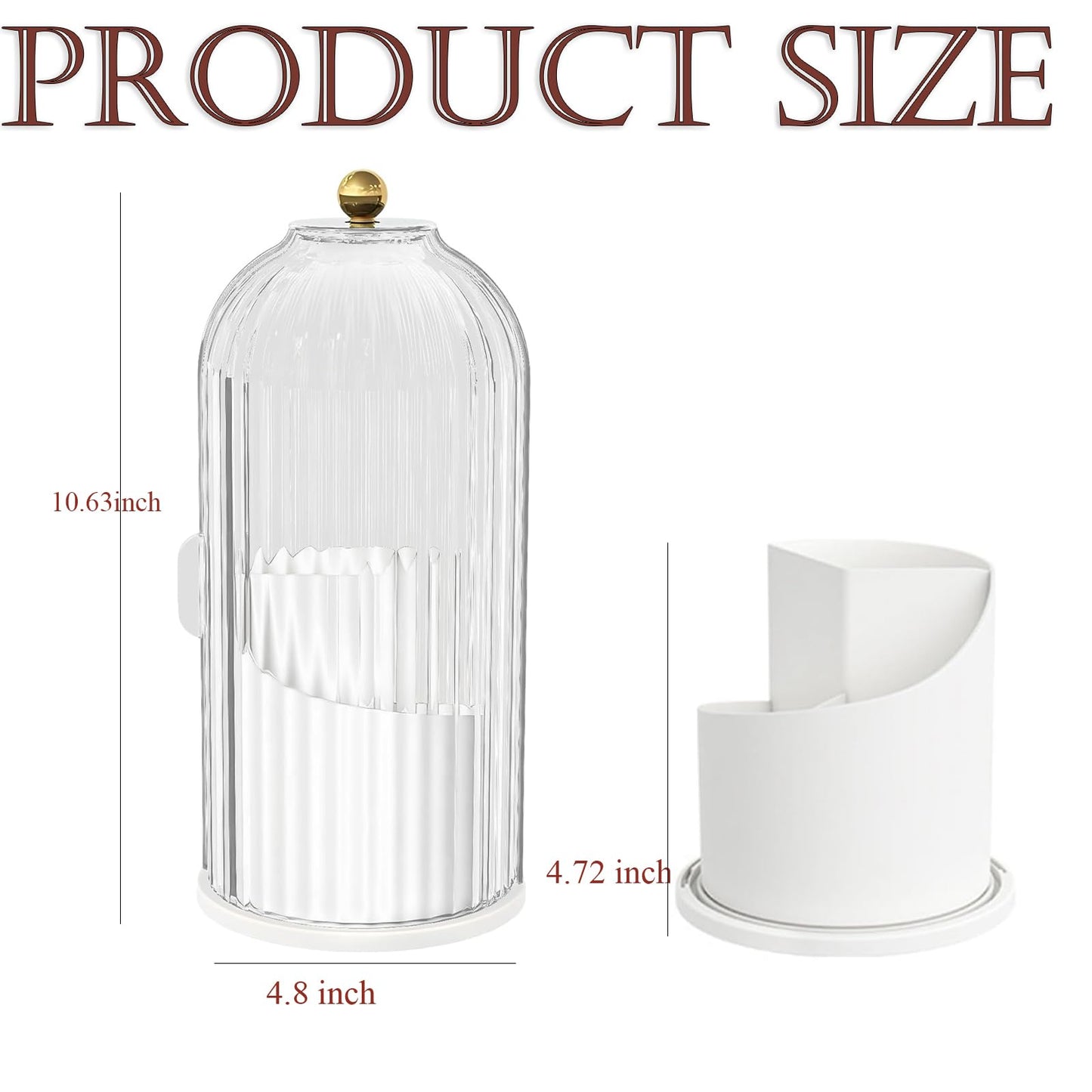 PINGANBUSU Makeup Brush Holder Organizer with Clear Lid, 360 Rotating Sliding Opening Dustproof Brushes Container for Vanity Bathroom Countertop, Acrylic Brush Storage Case