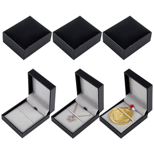 FINGERINSPIRE 6Pcs Medal Storage Boxes 3.2x2.7x1.3inch Black Rectangle Portable Necklace Jewelry Display Case Single Medal Display Storage Box for Jewelry Necklace Medal Organize