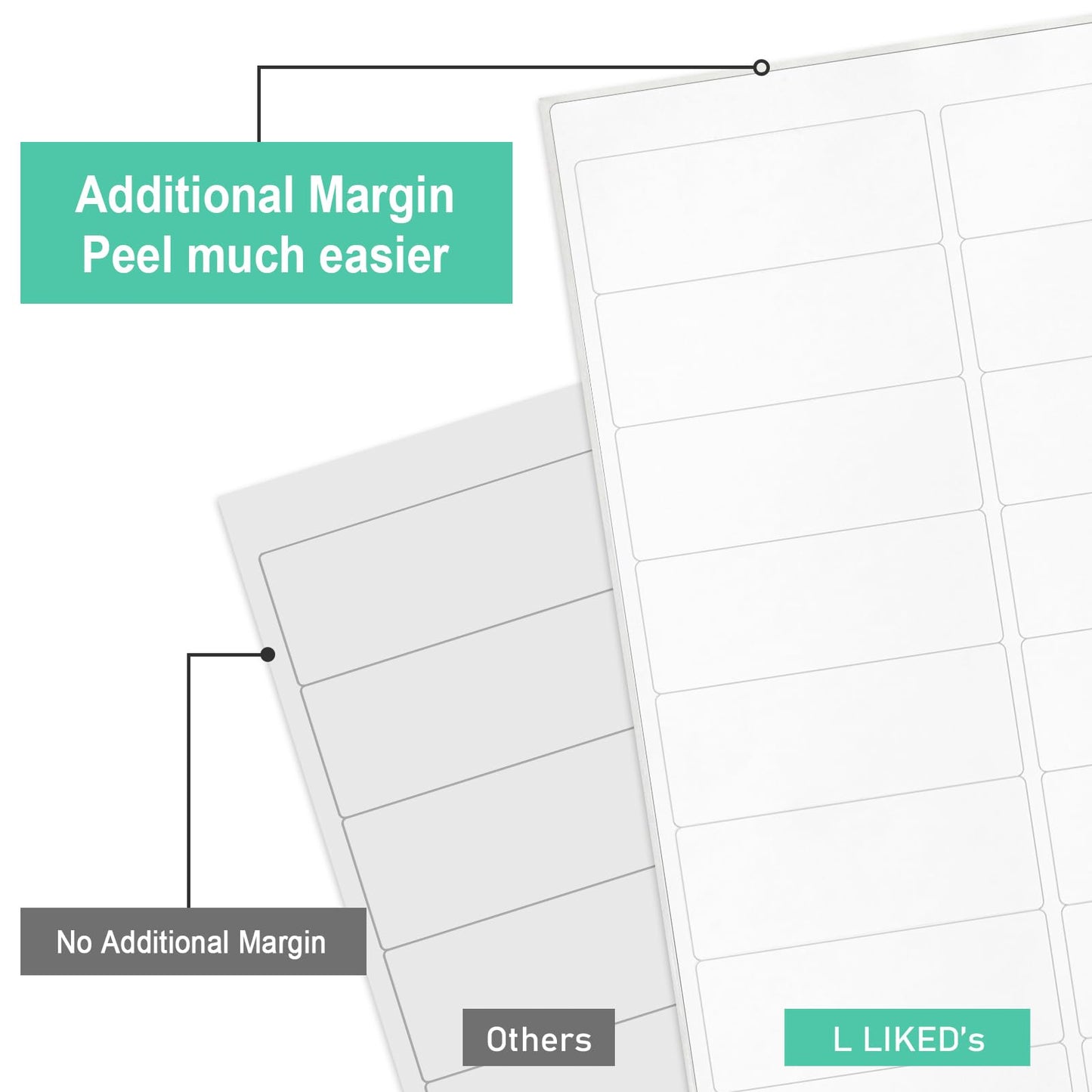L LIKED Printable Address Labels, 1" x 2-5/8", 3,000 Stickers, 30 per Sheet, Mailing Labels for Envelopes (100 Sheets)