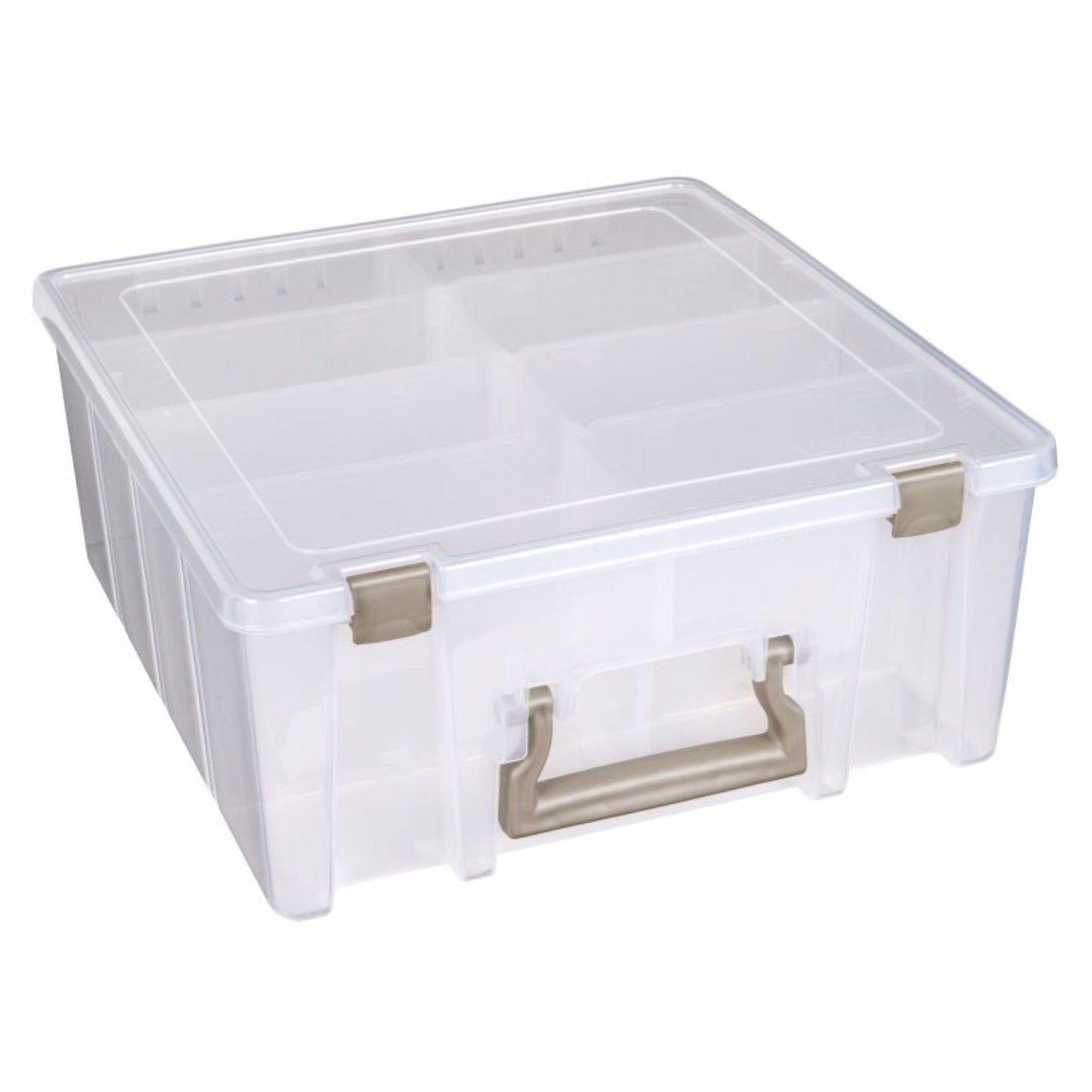 ArtBin 6990SO Super Satchel Double Deep Compartment Box - Art Storage with 8 Removable Compartments, Smart Closure for Craft Supplies (Gold - Pack of 1)