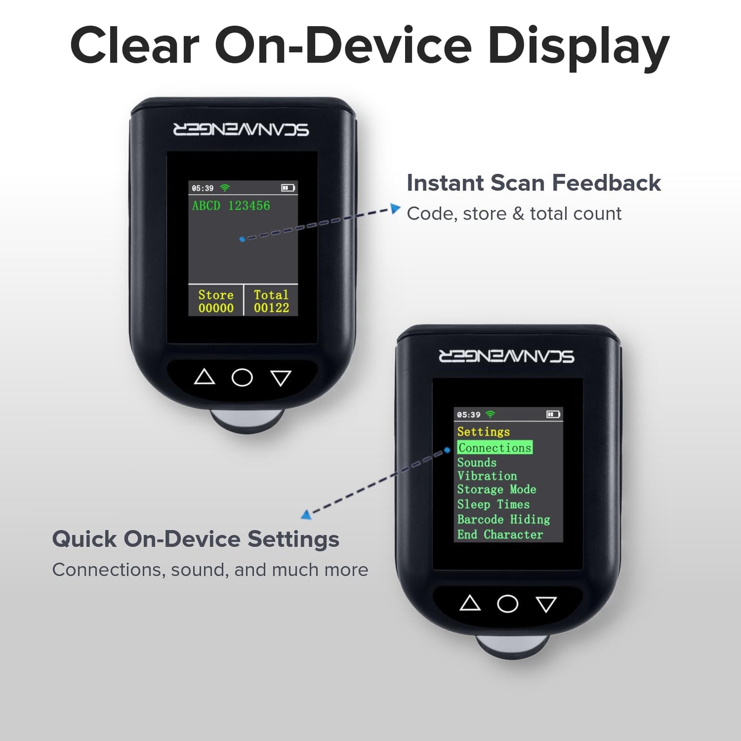 ScanAvenger Wireless Portable 1D with Stand Bluetooth Barcode Scanner: Hand Scanner 3-in-1, Cordless, Rechargeable Scan Gun for Inventory (1D&2D with LCD Display and Upgraded Next Gen Stand)
