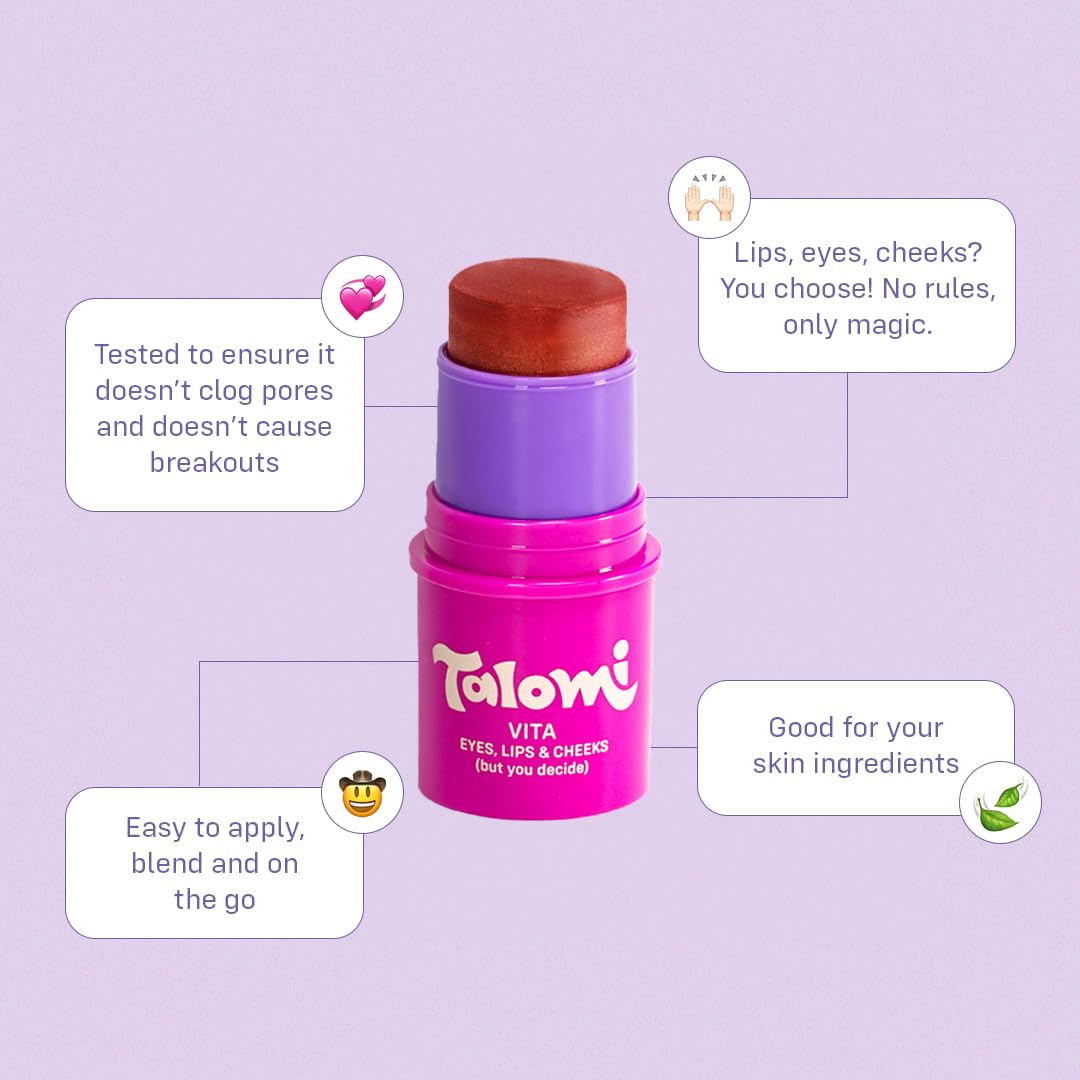 TALOMI Non Toxic Makeup Stick For Girls |Kids Clean Makeup for Eyes, Lips and Cheeks |Won't Clog Pores|Made in USA