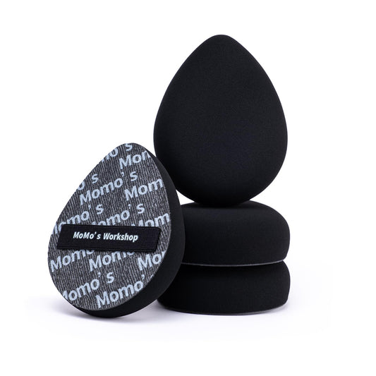 Momo's Workshop Black Denim Makeup Sponges,Blender Sponges for Foundation & Concealer, Non-Absorbent Rubycell, Large Beauty Sponge,Makeup on Details Targeted, Travel Friendly & Reusable,2pcs
