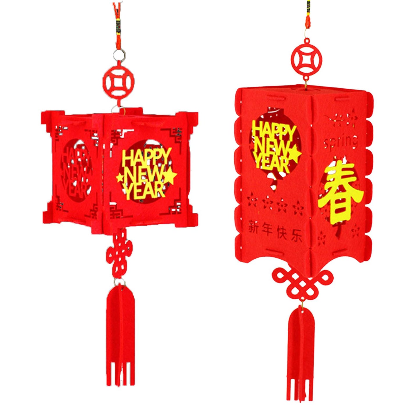 4 Pcs DIY Red Lanterns Kit for Spring Festival - 2026 Chinese New Year Decoration, Chinese New Year Décor, for Wall and Door, Best Lucky Party Gift for Kids
