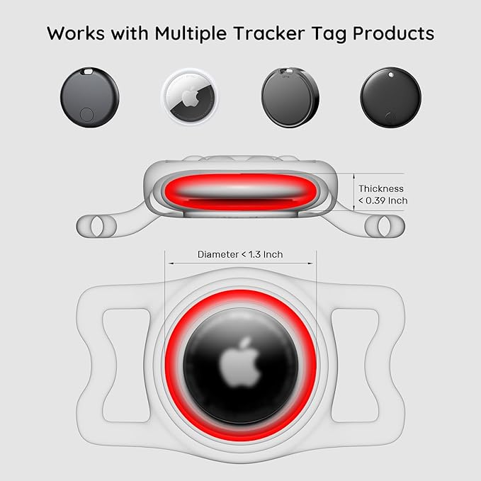 for AirTag Dog Collar Holder, Dog Air Tag Holder, IP68-Waterproof | Lightweight Silicone | Anti-Lost | Ultra-Durable | Compatible with Apple AirTags (Pink)