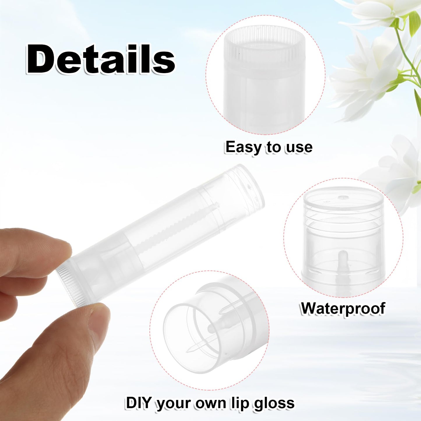 GBACHOOSE 100 Pack Empty Lip Balm Tubes, 5g/5ml Clear Chapstick Tubes with Caps, BPA-Free Twist-Up Lip Balm Containers for DIY Lip Balm Making, Small Business, Gifts and Samples