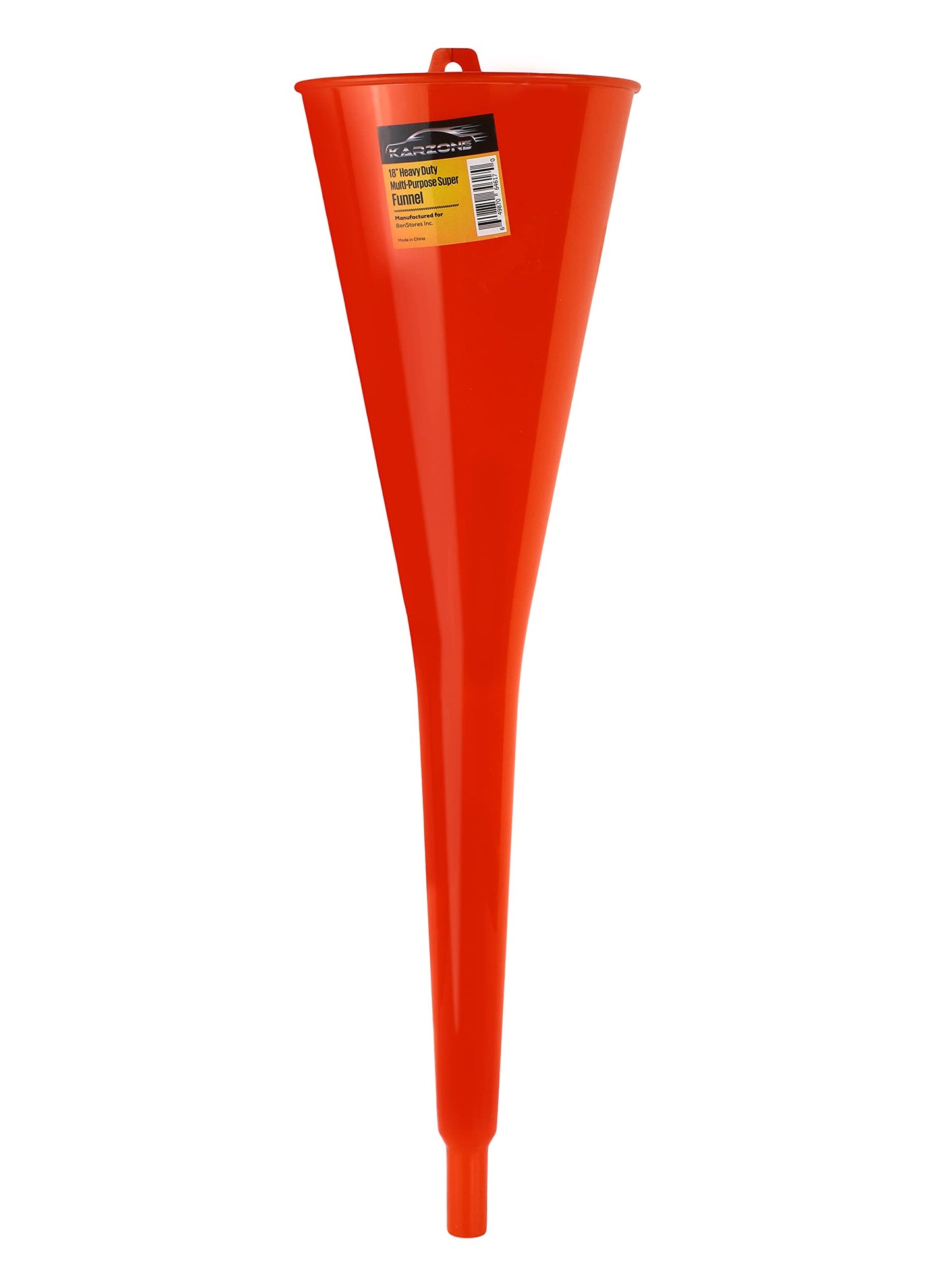 KarZone Long Neck Funnel, Oil Funnels for Oil Change, Long Funnels for Transmission Fluid, Automotive Funnel for Gas & Lubricants (12.0 Fluid Ounces, Red)