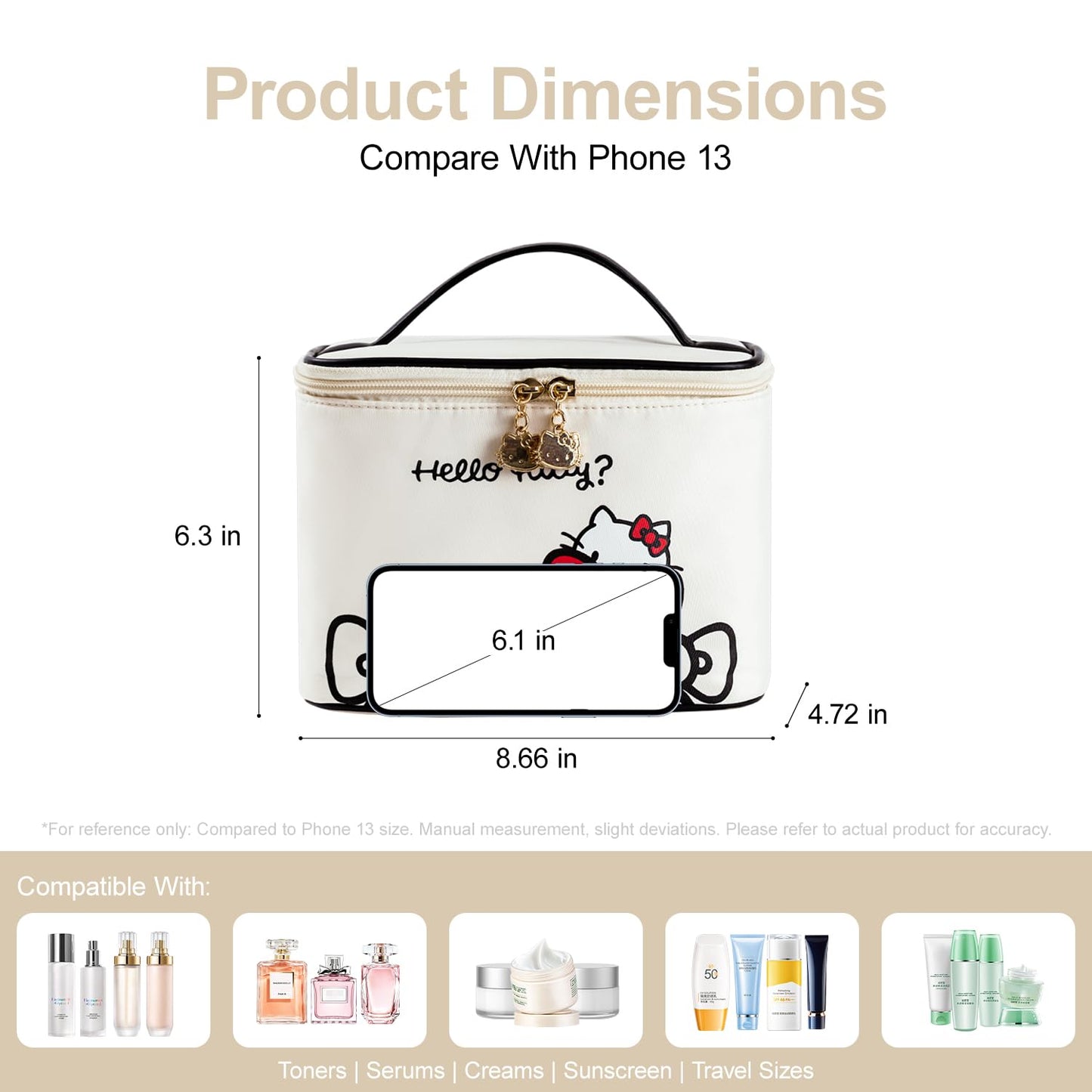 AmBealla Makeup Bag Large Waterproof Cosmetic Bags with Divider and Brush Holder,Cute Printed Makeup Organizer for Women Traveling,Portable Toiletry Bag for Girls