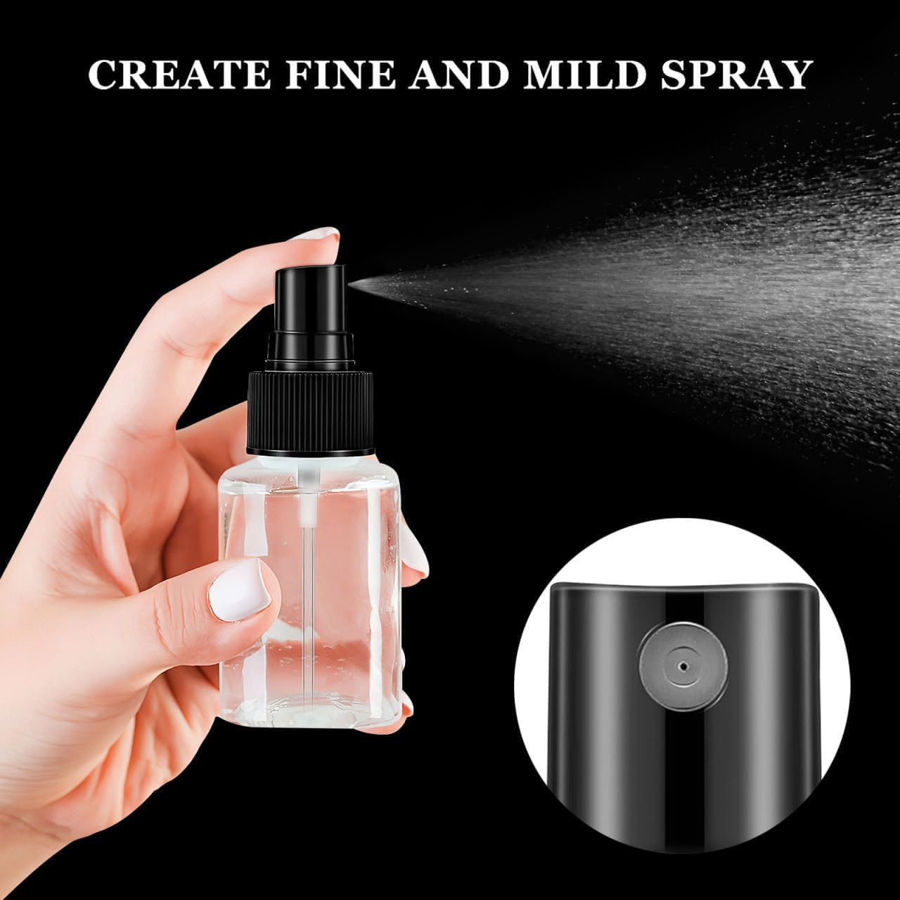 Spray Bottle Tops 50-Pack Plastic Spray Bottle Nozzle Sprayer Caps Replacement Fine Mist Pump Heads for Toners and Essential Oil Black