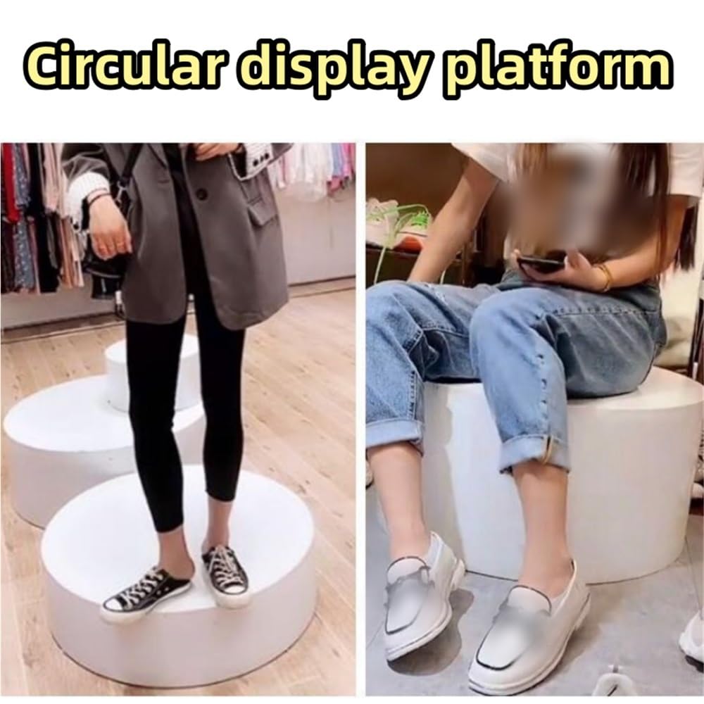 Hveqohls High-end Window Display Stand, Round Hollow Platform Pedestal, Wood Show Stand for Retail Counter, Boutiques and Exhibition(Black,31.5x11.8in)