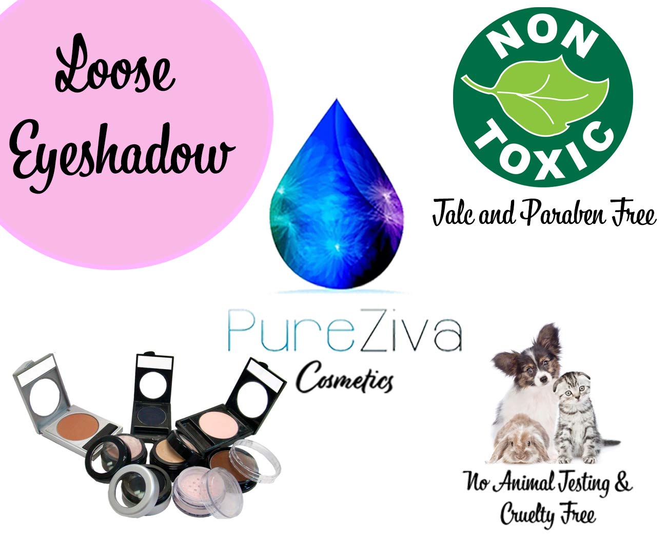 Pure Ziva Sand Beige Nude Naked Gold Goddess Glam Shimmer Loose Eyeshadow Powder Pigment, Single Glitter Mineral Dust Jar Pot; Talc, Paraben & Cruelty Free, No Animal Testing