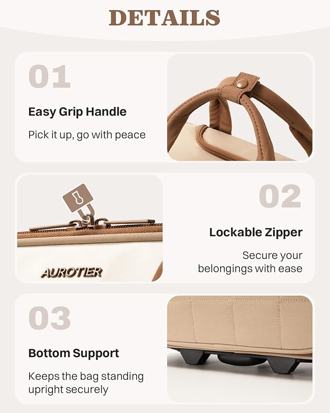Rolling Puffer Laptop Bag, Rolling Briefcase for Women, Wheeled 16 Inch Computer Bag, Water Resistant Stylish Overnight Underseat Carry On Luggage with Wheels for Work Travel Business, Khaki