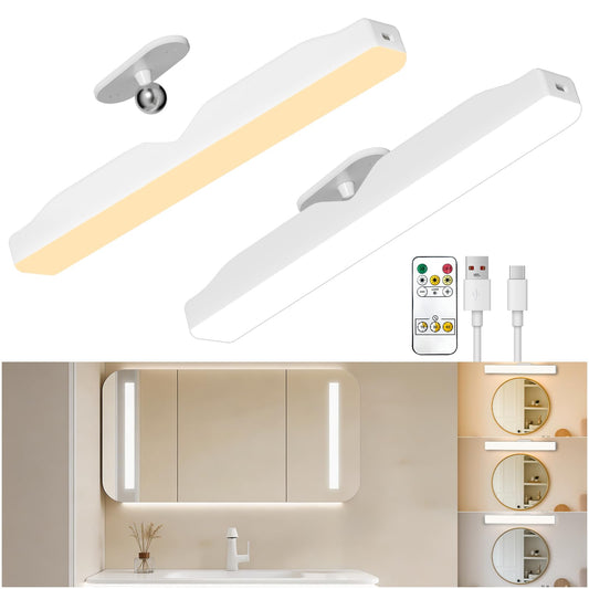 Vanity Lights for Mirror,Rechargeable Makeup Light Stick On 3 Color Temps & Remote and Touch, 360° Magnetic Rotation Dimmable Battery Operated Cordless Wall Lamp for Bathroom Mirror Bedroom Reading