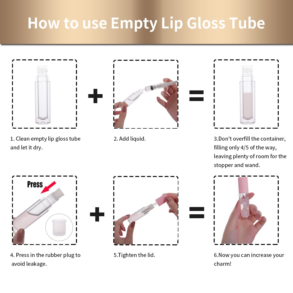 YITOU 12PCS Lip Glaze Bottle Empty 5ml, Transparent Cosmetic Containers with Applicator Lip Gloss Tube Making Kit Lipstick Bottle for Homemade Foundation Sample Cute Bulk Wholesale(0.81oz)