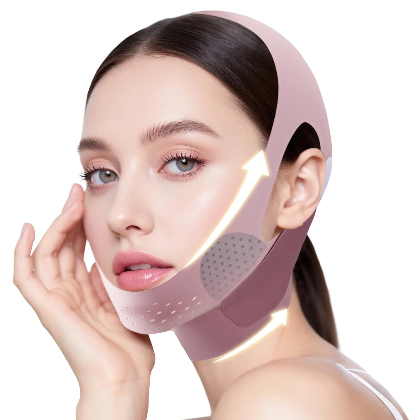 Chin Strap for Sleeping, Graphene Double Chin Reducer Eliminator for Women, Reusable V Line Lifting Mask Face Slimming Strap, Breathable Jawline Exerciser Lifting & Firming Prevent Sagging