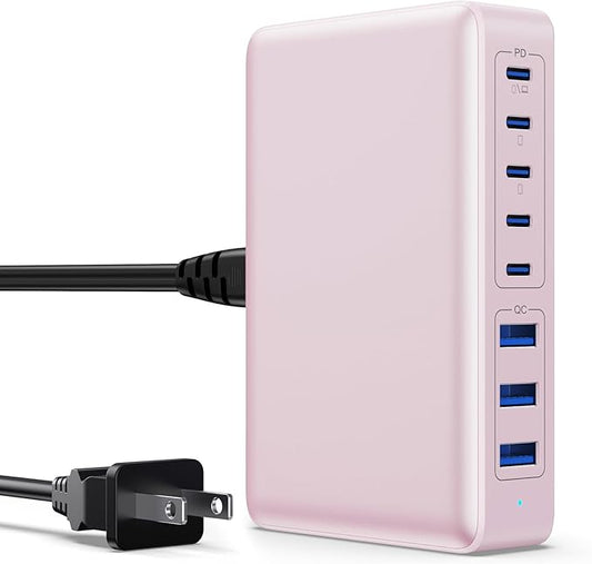 USB C Charger 300W USB C Charger Block 8-Ports GaN IV Fast Charging Station,PD 100W Laptop Charging Hub Wall Adapter Compatible with MacBook/Air,DELL,Steam Desk,iPhone 16/15/14,Galaxy S24
