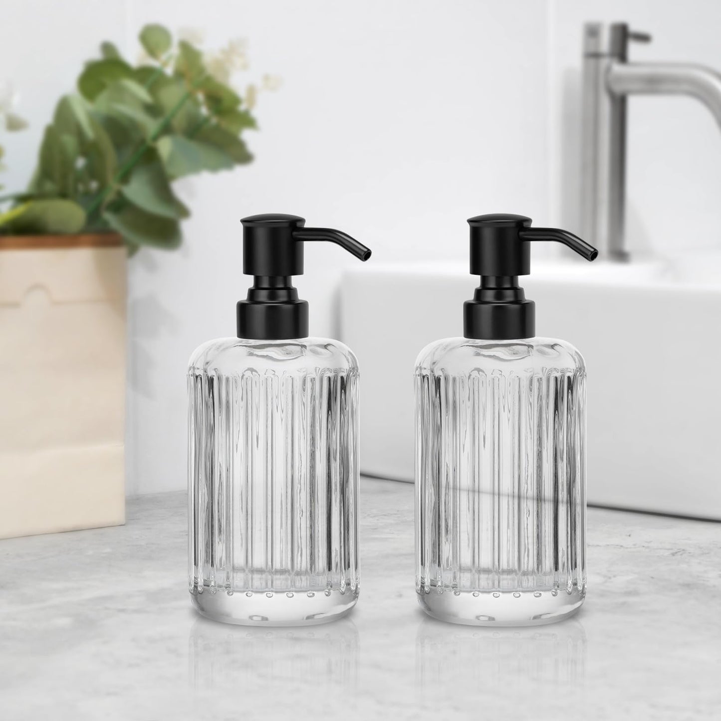 2 Pack Black 304 Stainless Steel Soap Dispenser Pump Replacement Standard 28/400 Thread for Regular Mouth Bottles Lotion Soap Dispenser for Kitchen Bathroom