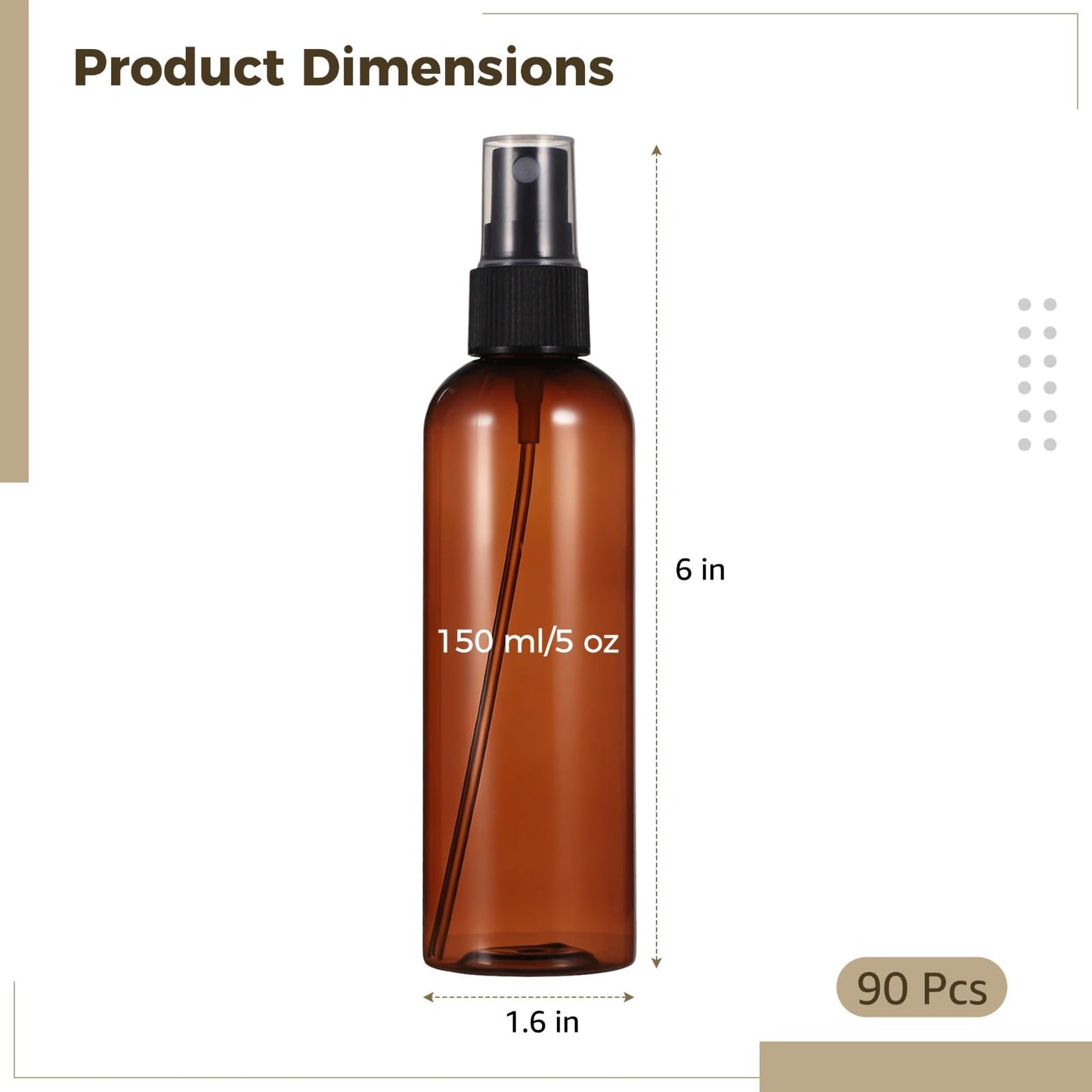 ZALIR 90 Pcs Small Amber Spray Bottles 4 oz - Brown Fine Mist Spray Containers, Empty Refillable Atomizer Bottles, Leak-proof Travel Dispensers for Essential Oils, Perfume, Cleaning Solutions