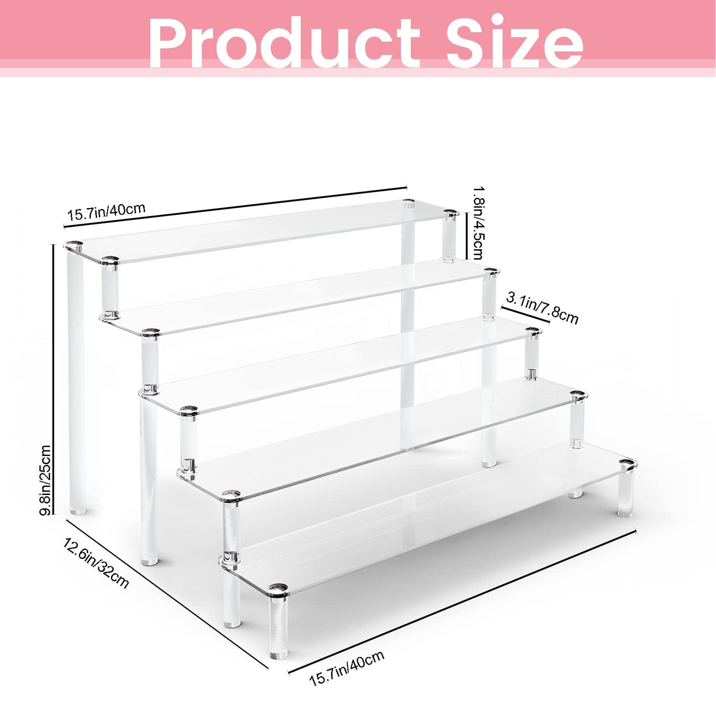ULENDIS 2 Pack 5 Tier Acrylic Display Risers Stand Shelf, Acrylic Dessert Stands for Display for Collectibles Cupcakes Perfumes Jewel, Tabletop Perfume Cupcake Stand for Decorating & Organizing…